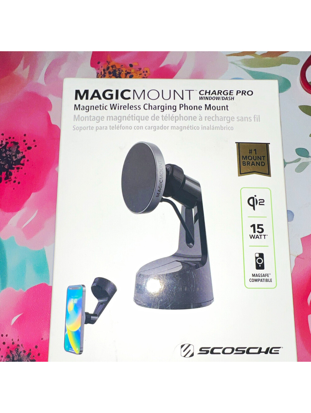 Scosche MagicMount Charge Pro Qi2 15W Magnetic Window/Dash Mount iPhone 12+